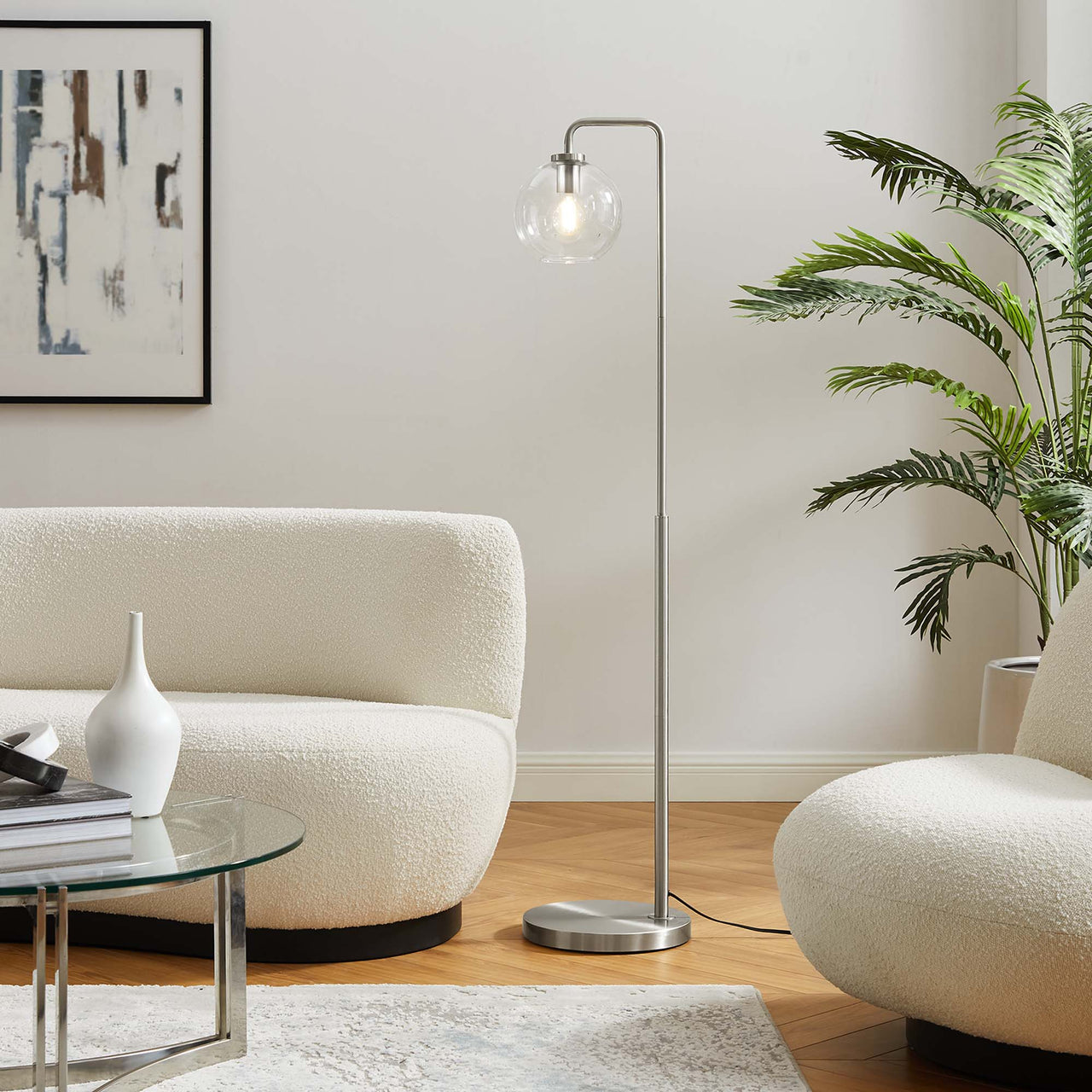 Discharge Floor Lamp, Satin Nickel