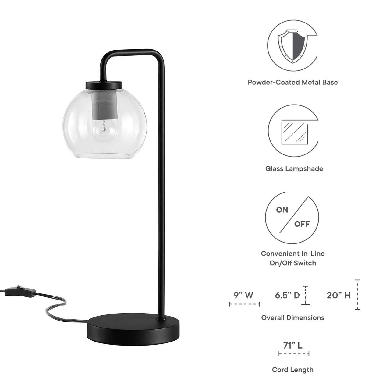 Discharge Table Lamp, Black