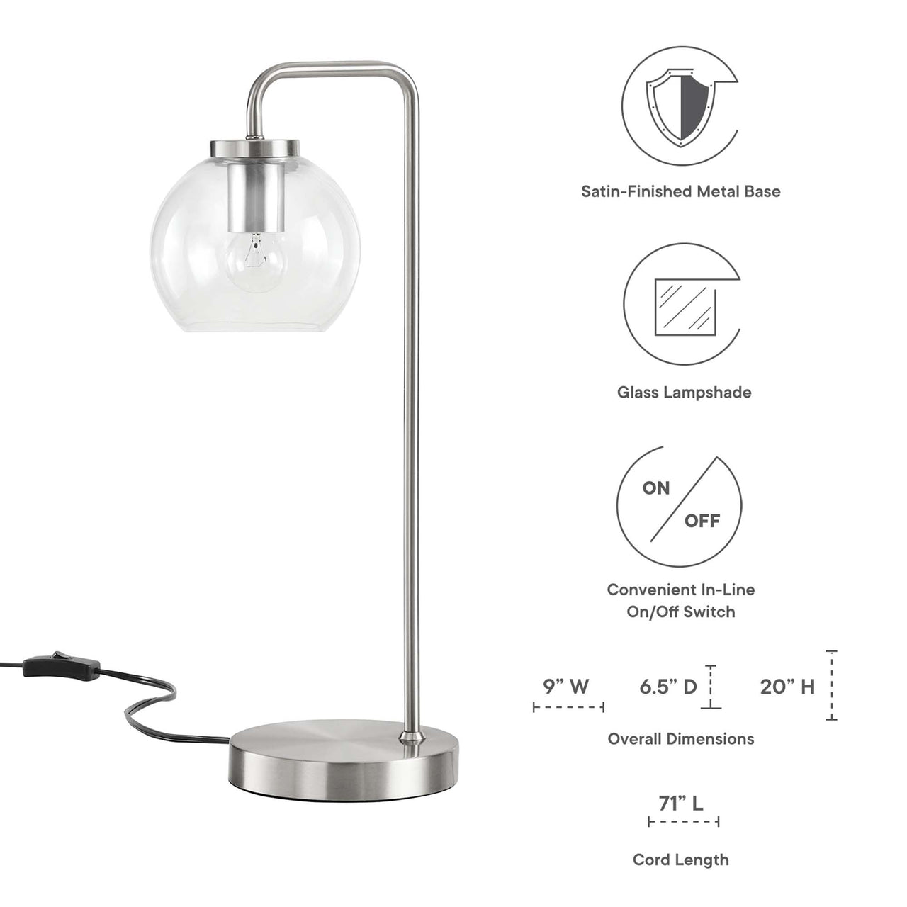 Discharge Table Lamp, Satin Nickel