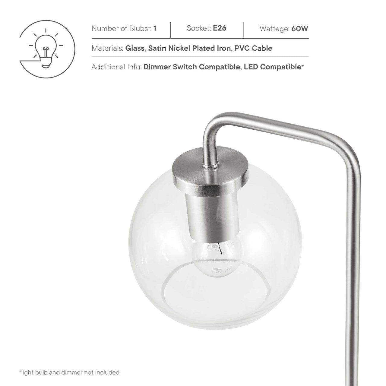 Discharge Table Lamp, Satin Nickel