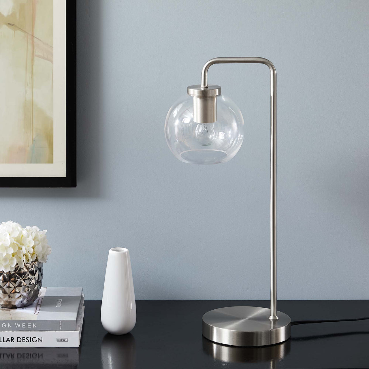 Discharge Table Lamp, Satin Nickel