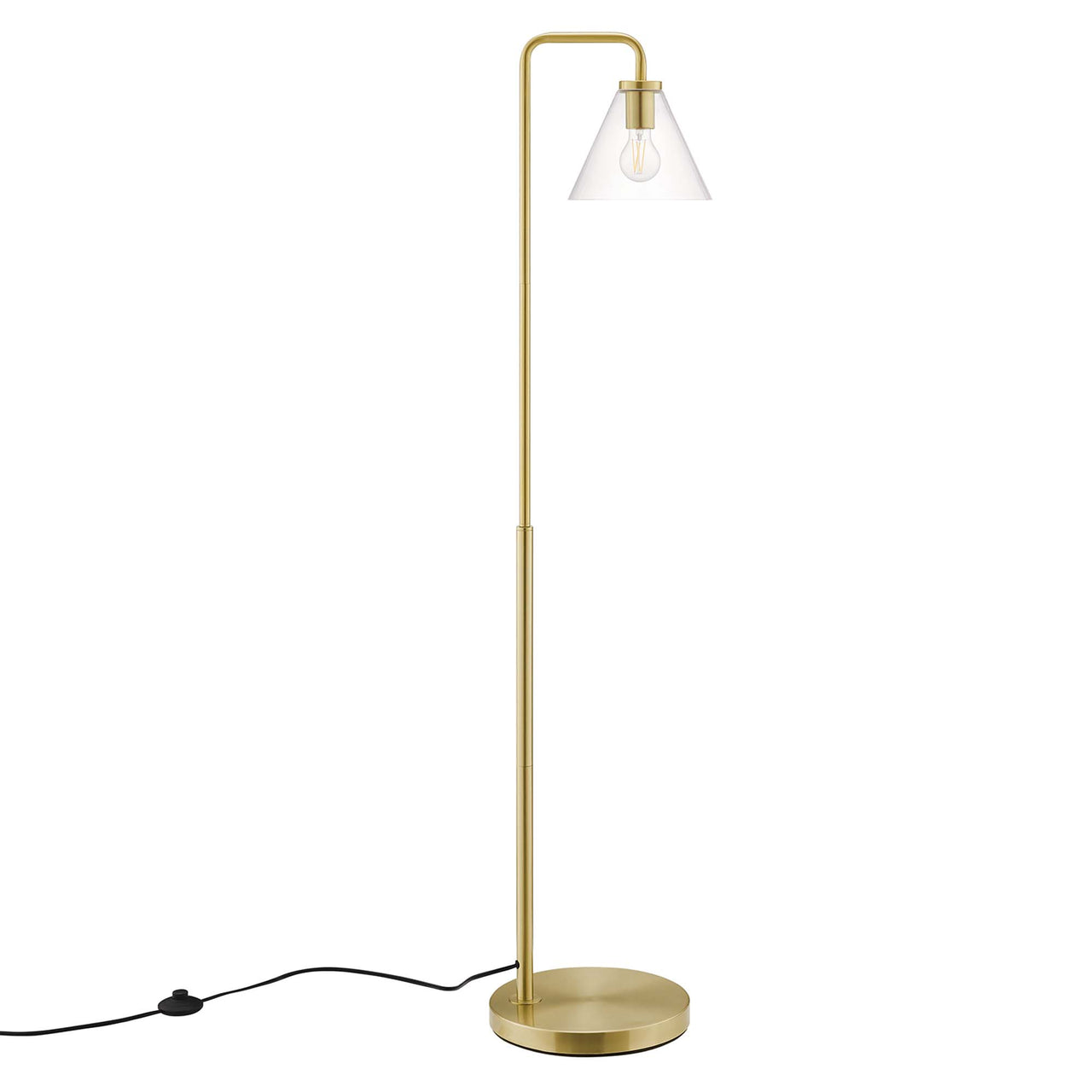 Lumen Cone Floor Lamp, Satin Brass