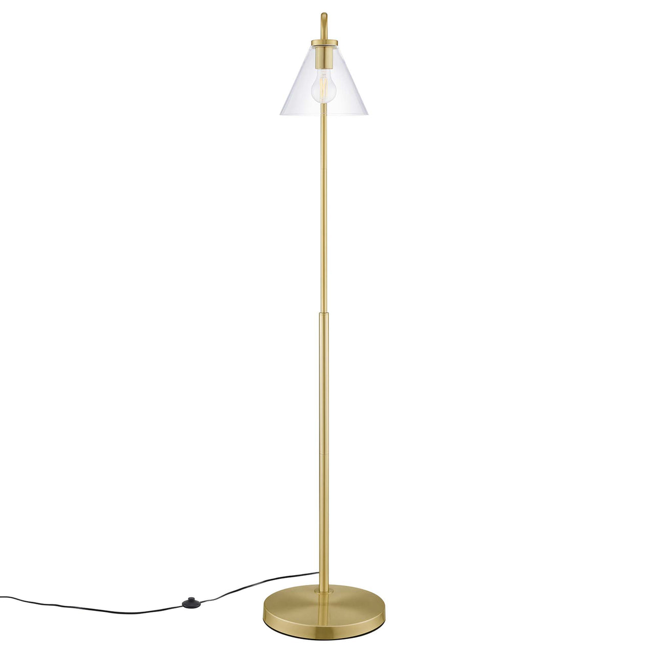 Lumen Cone Floor Lamp, Satin Brass