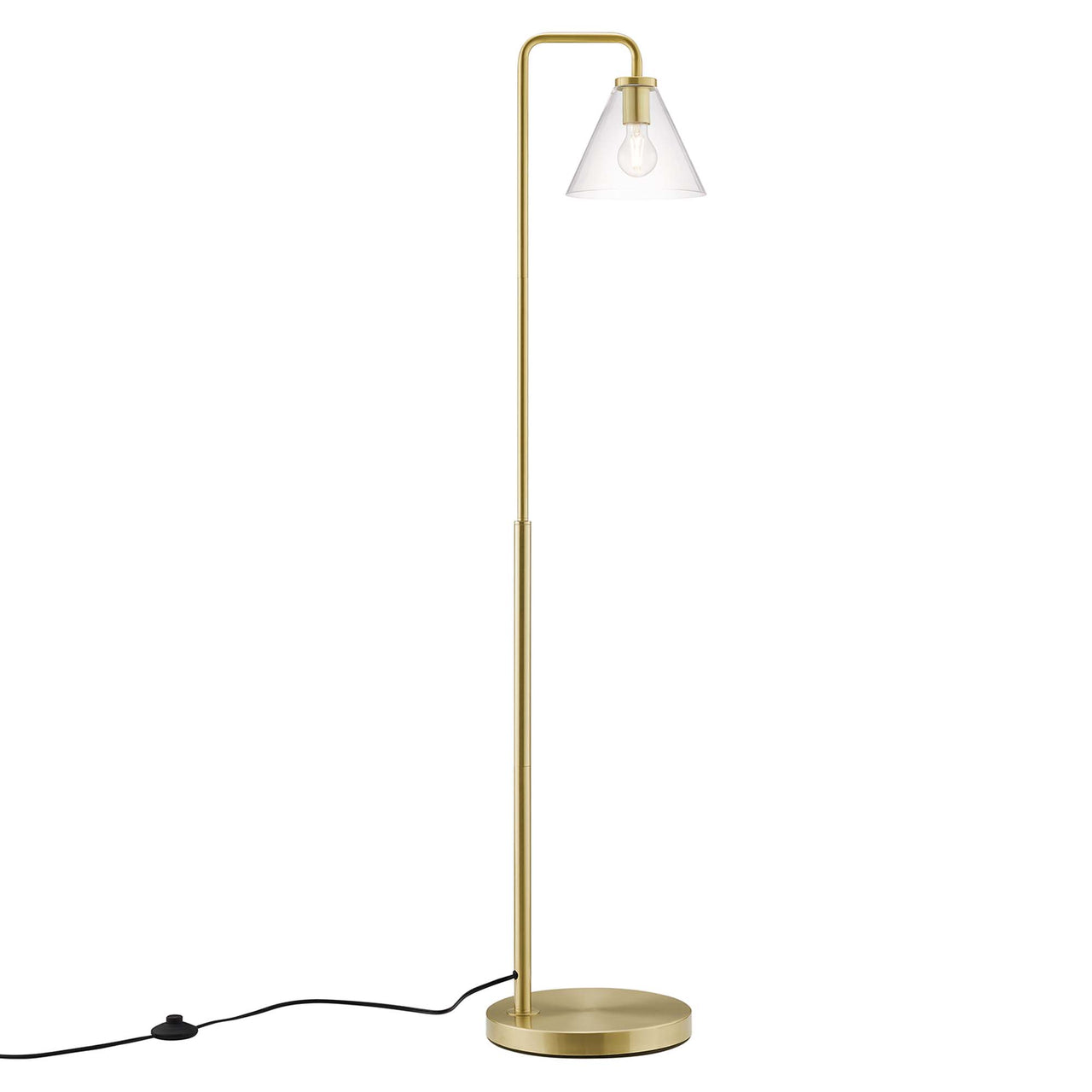 Lumen Cone Floor Lamp, Satin Brass