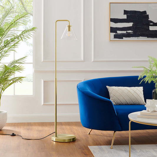 Lumen Cone Floor Lamp, Satin Brass