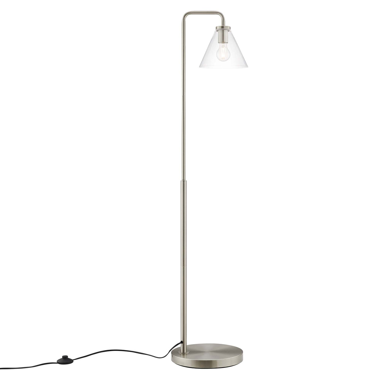 Lumen Cone Floor Lamp, Satin Nickel