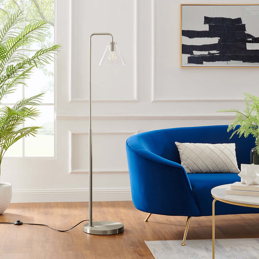 Lumen Cone Floor Lamp, Satin Nickel