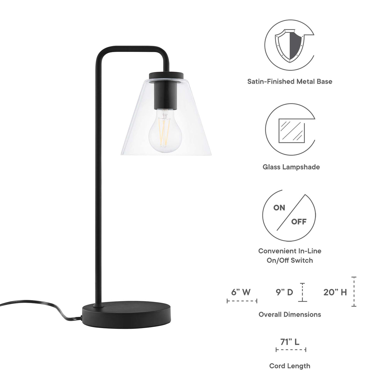 Lumen Cone Table Lamp, Black