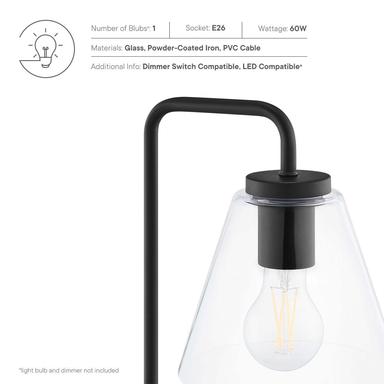 Lumen Cone Table Lamp, Black