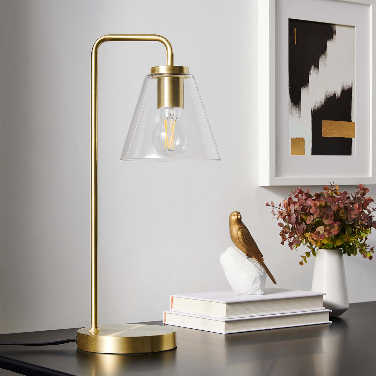 Lumen Cone Table Lamp, Satin Brass