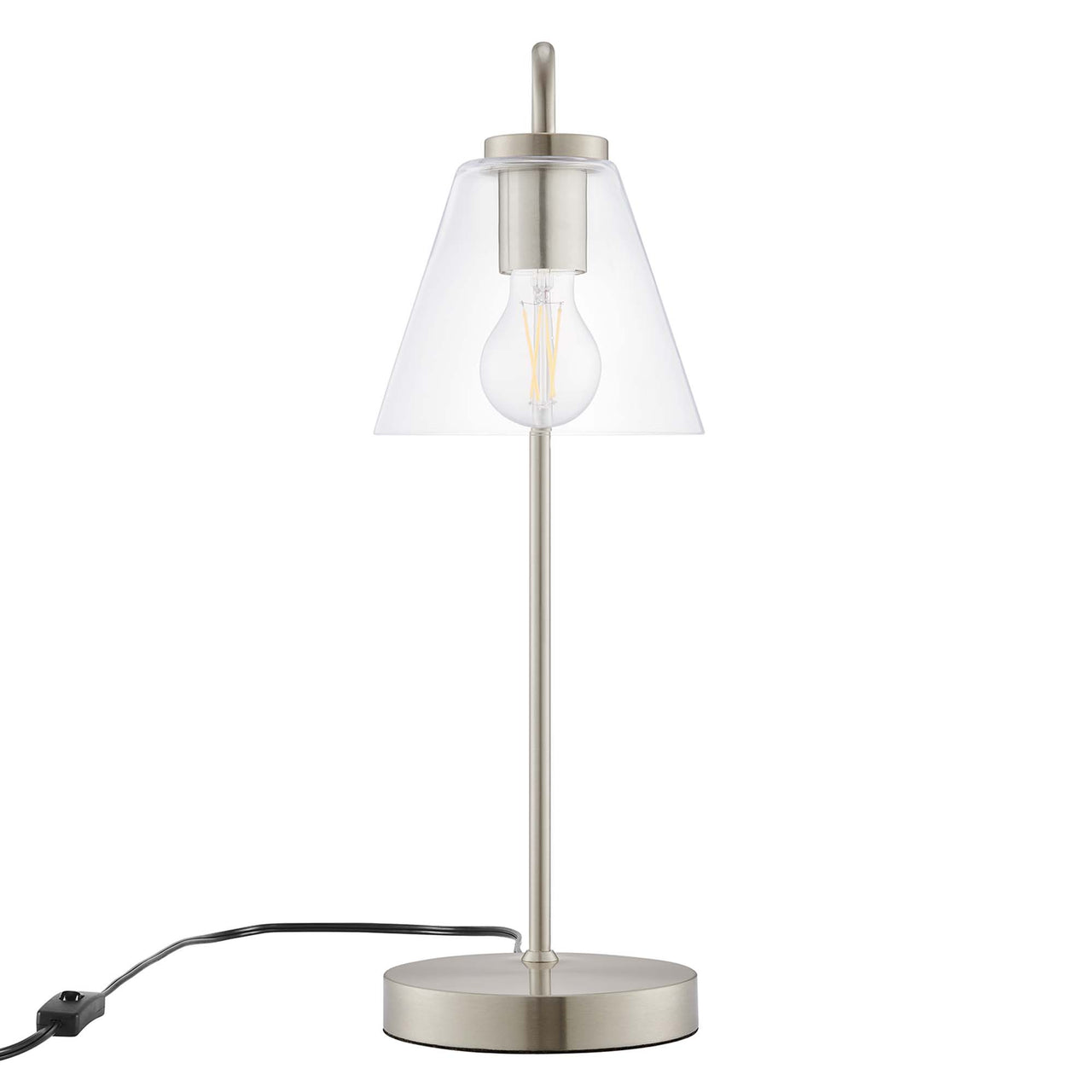 Lumen Cone Table Lamp, Satin Nickel