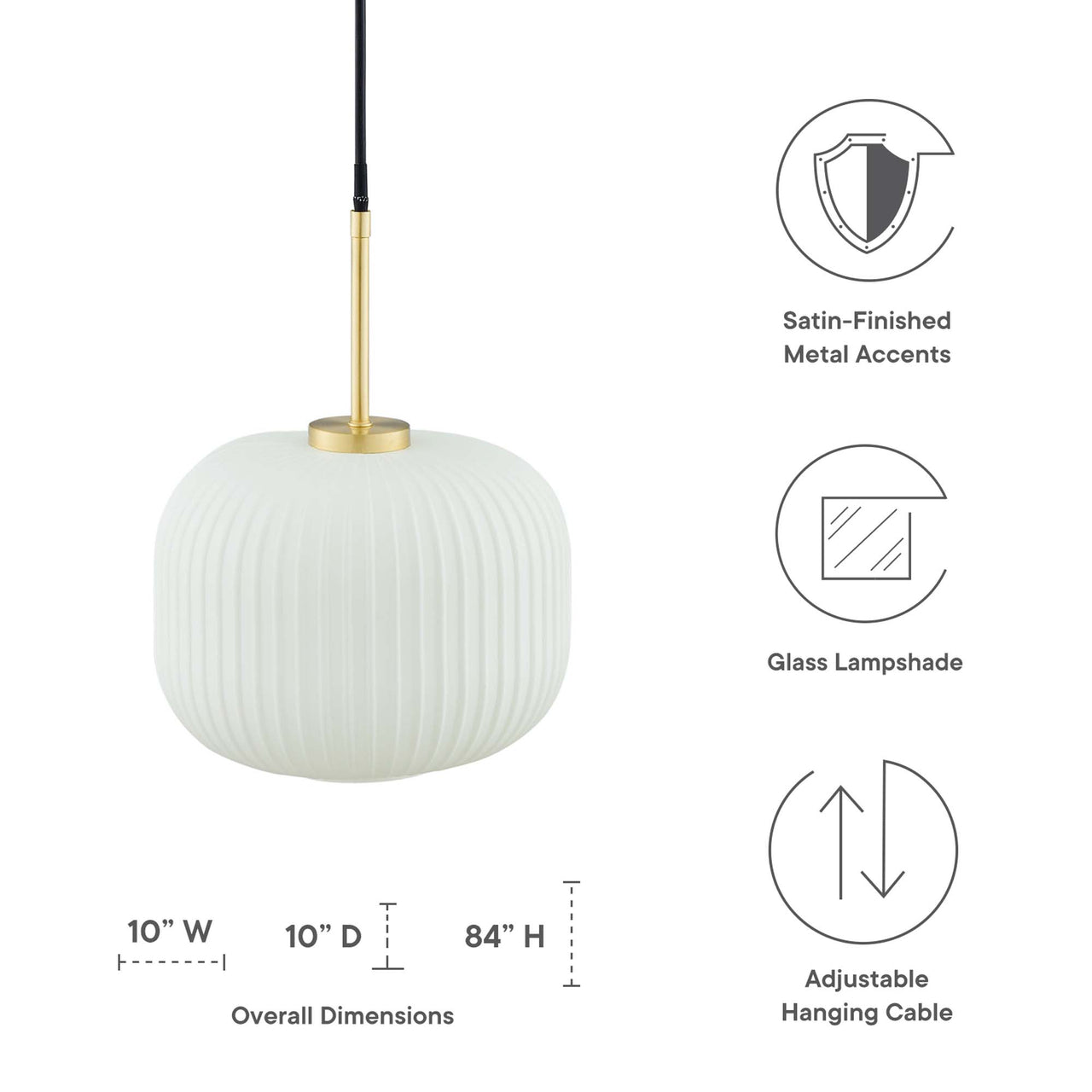 Carousel Pendant Light, White & Satin Brass
