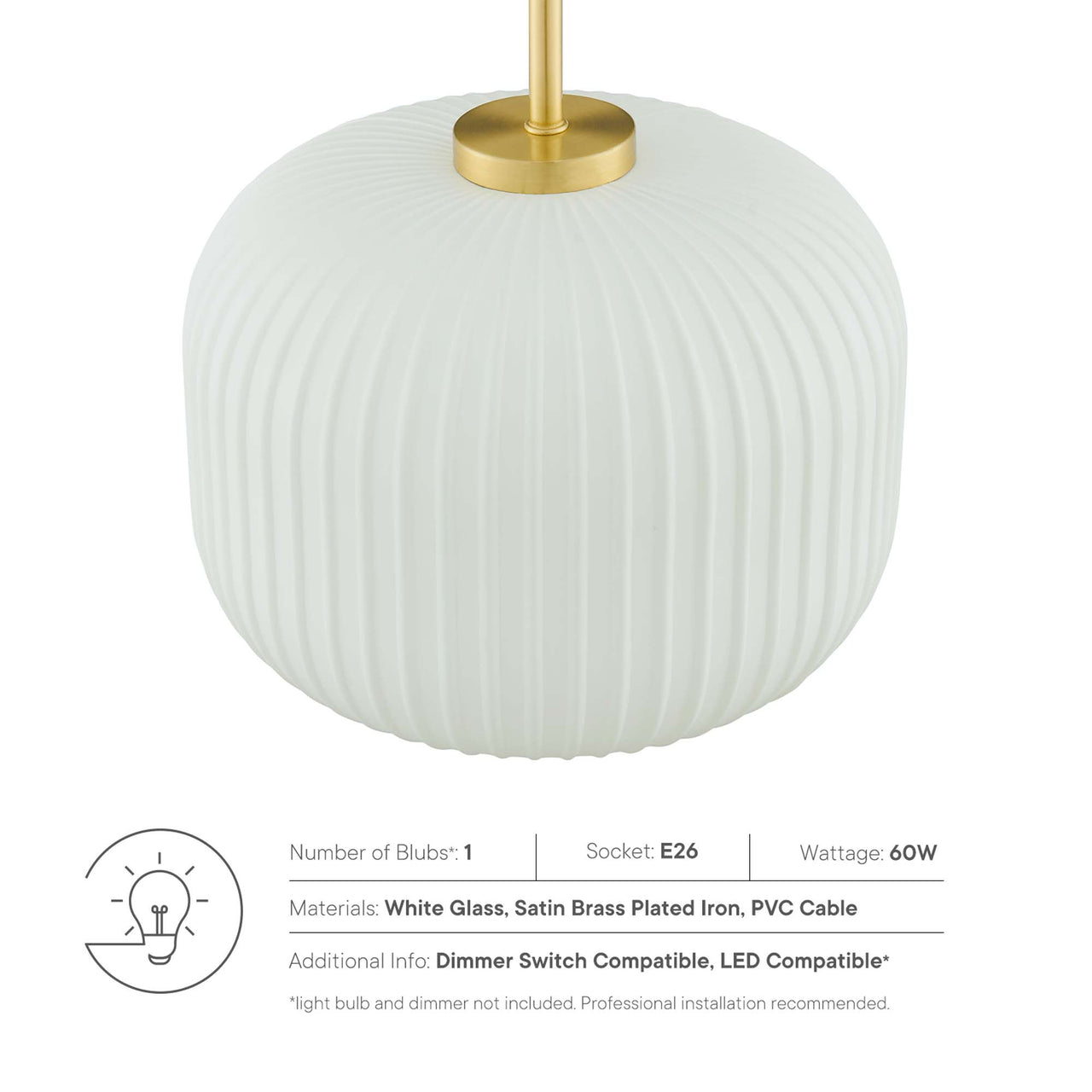 Carousel Pendant Light, White & Satin Brass