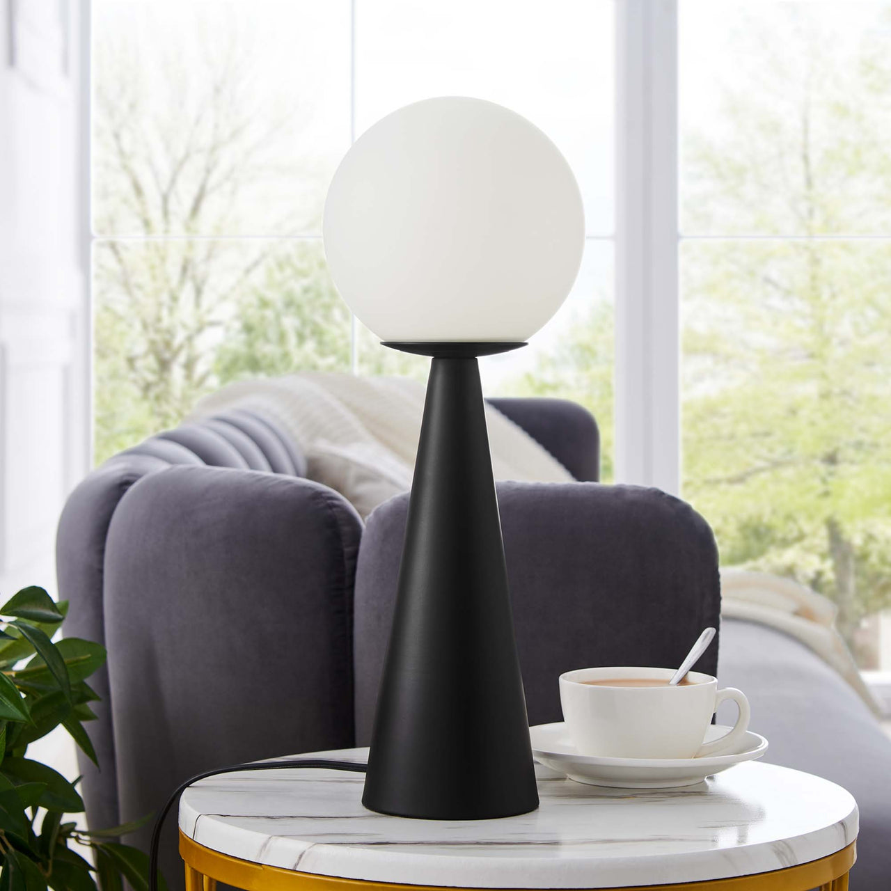 Lunetra Table Lamp, White & Black