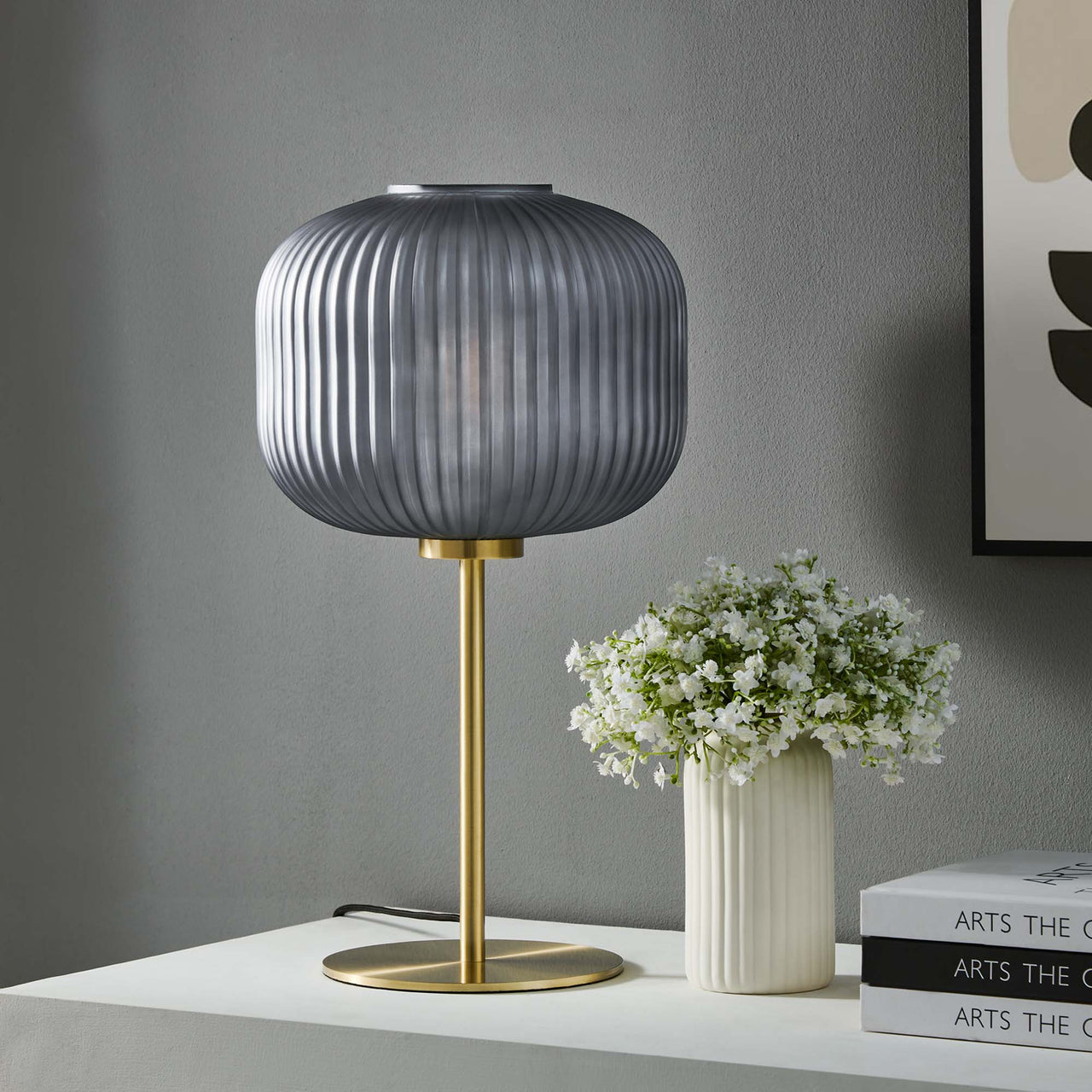 Carousel Table Lamp, Black & Satin Brass