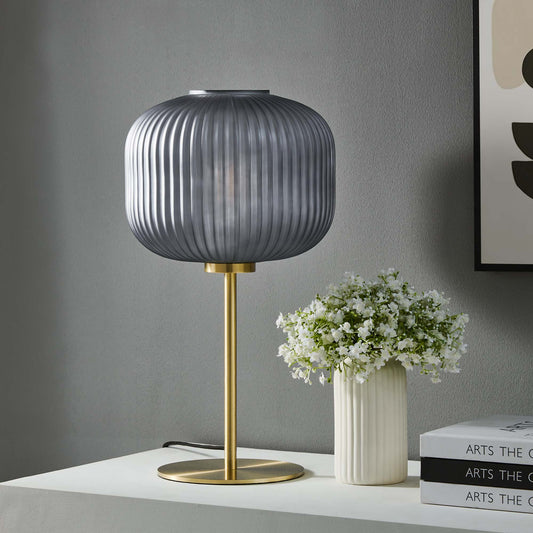 Carousel Table Lamp, Black & Satin Brass