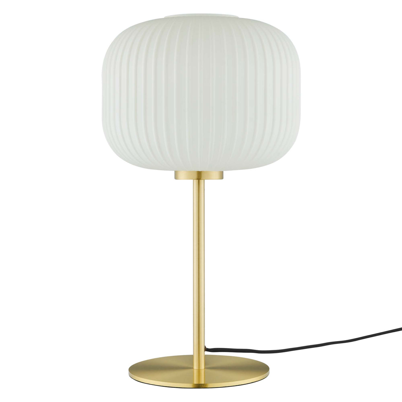 Carousel Table Lamp, White & Satin Brass