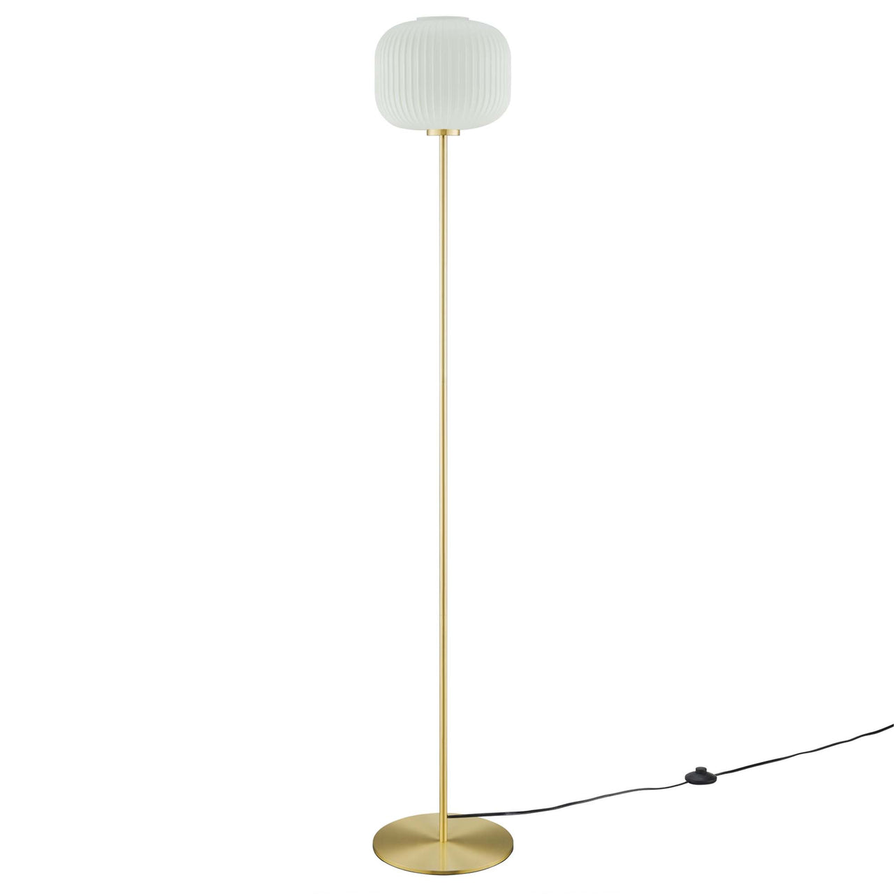 Carousel Floor Lamp, White & Satin Brass
