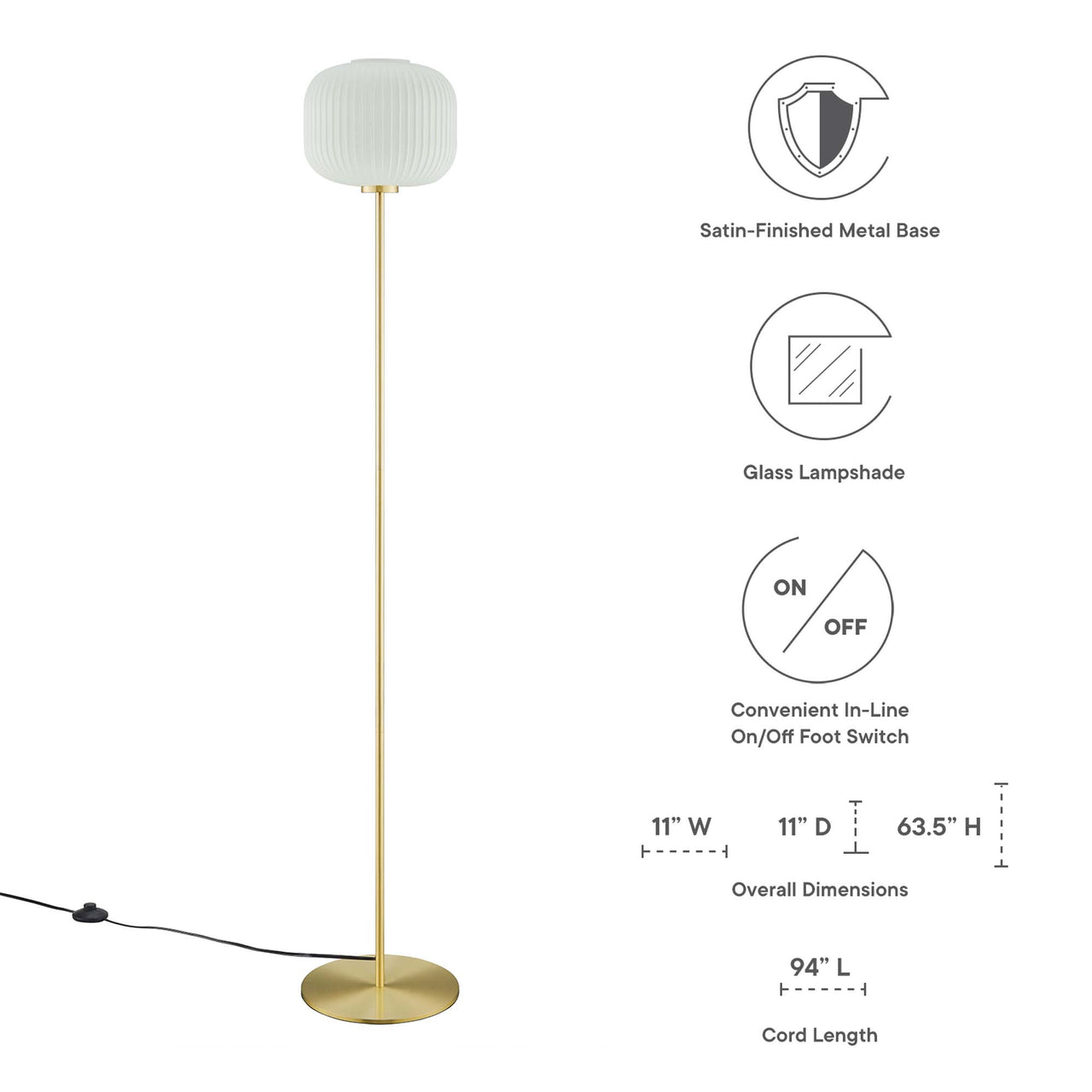 Carousel Floor Lamp, White & Satin Brass