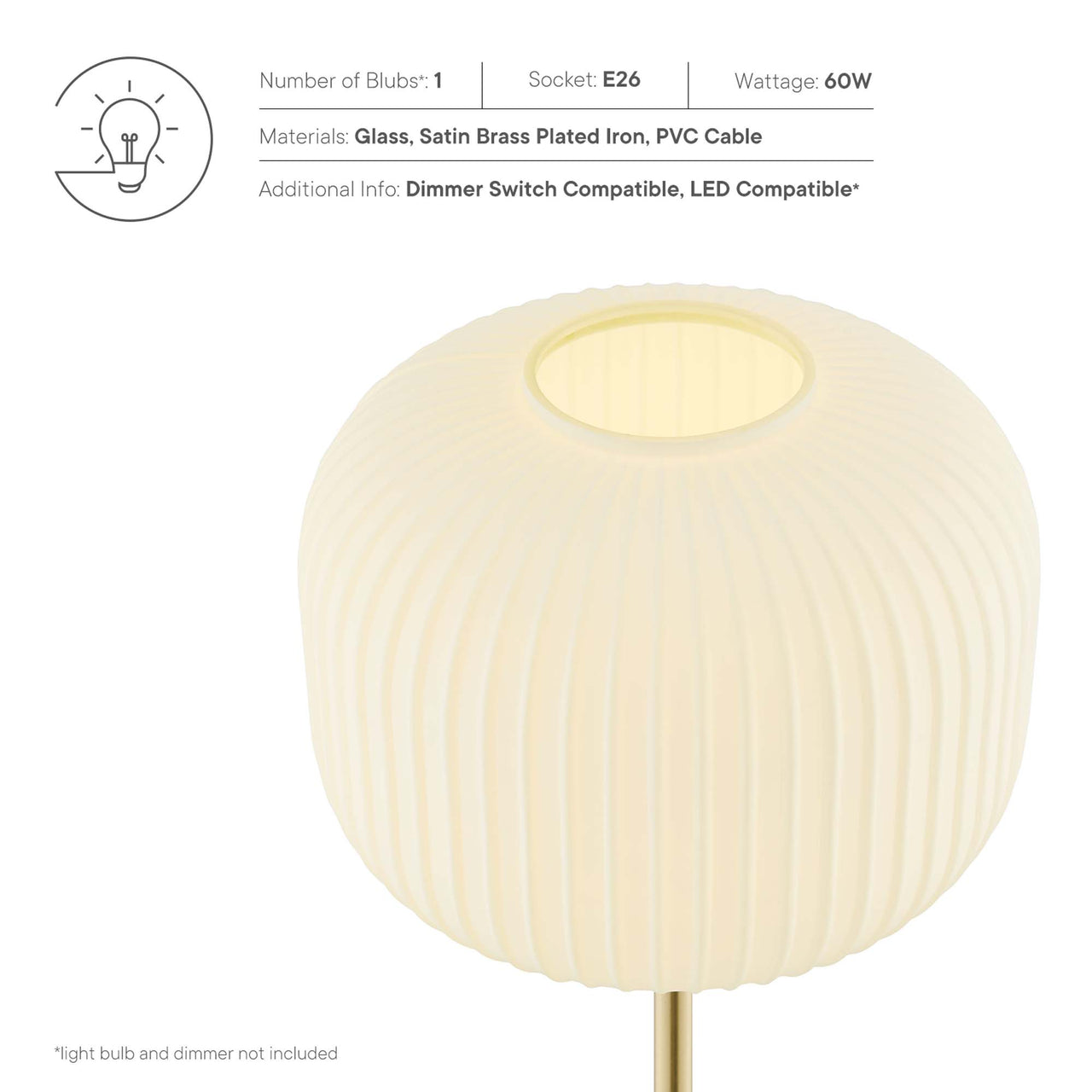 Carousel Floor Lamp, White & Satin Brass