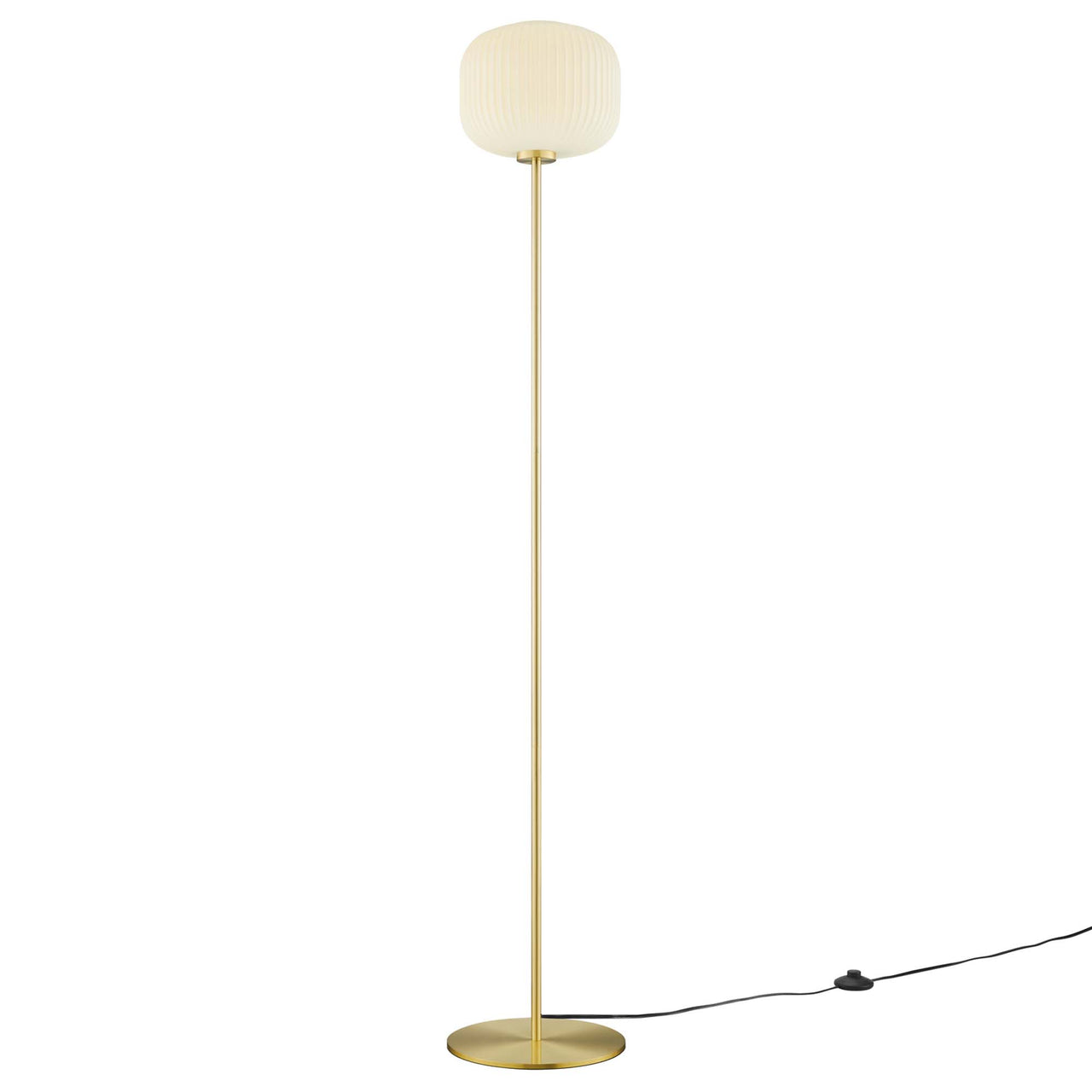 Carousel Floor Lamp, White & Satin Brass