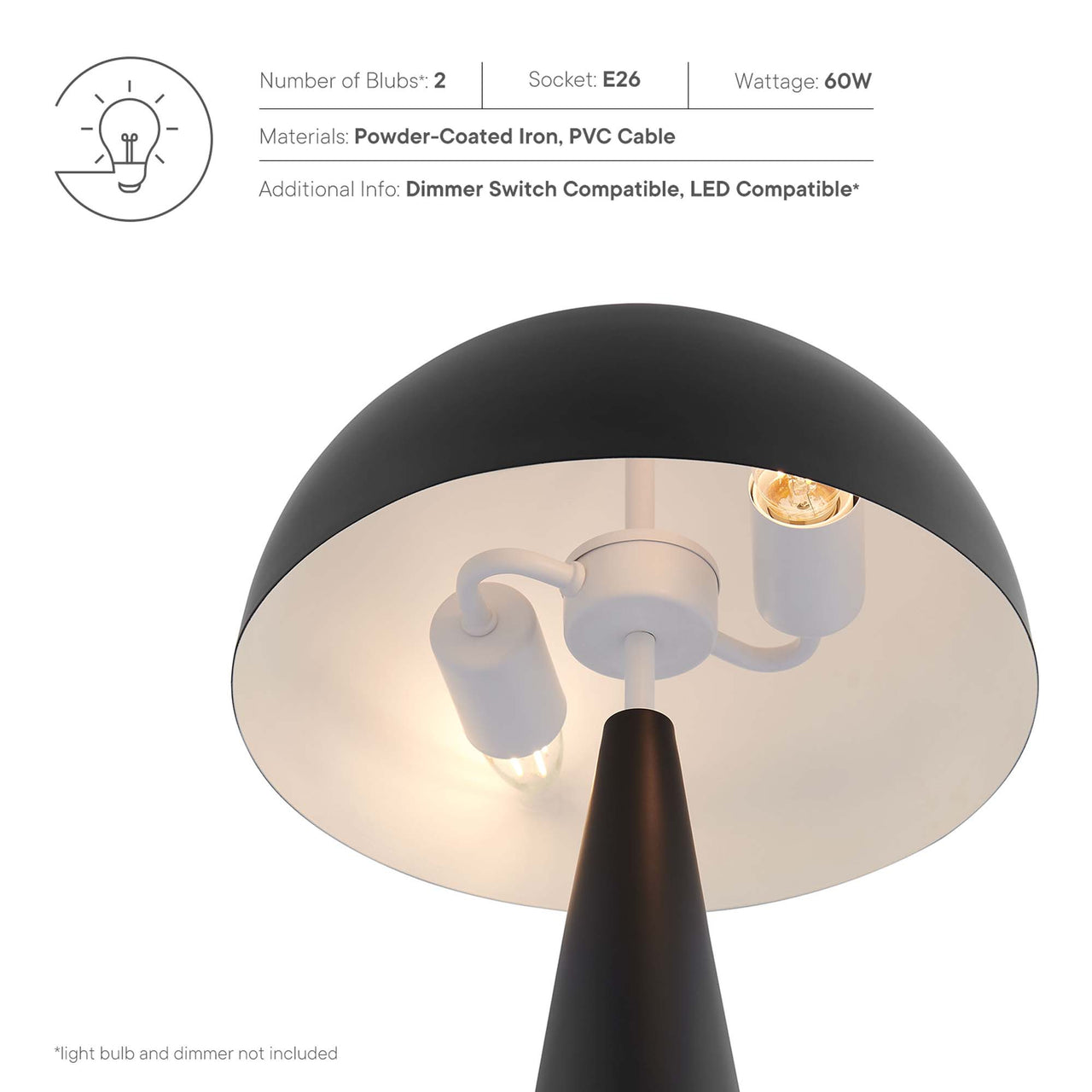 Agaric Table Lamp, Black