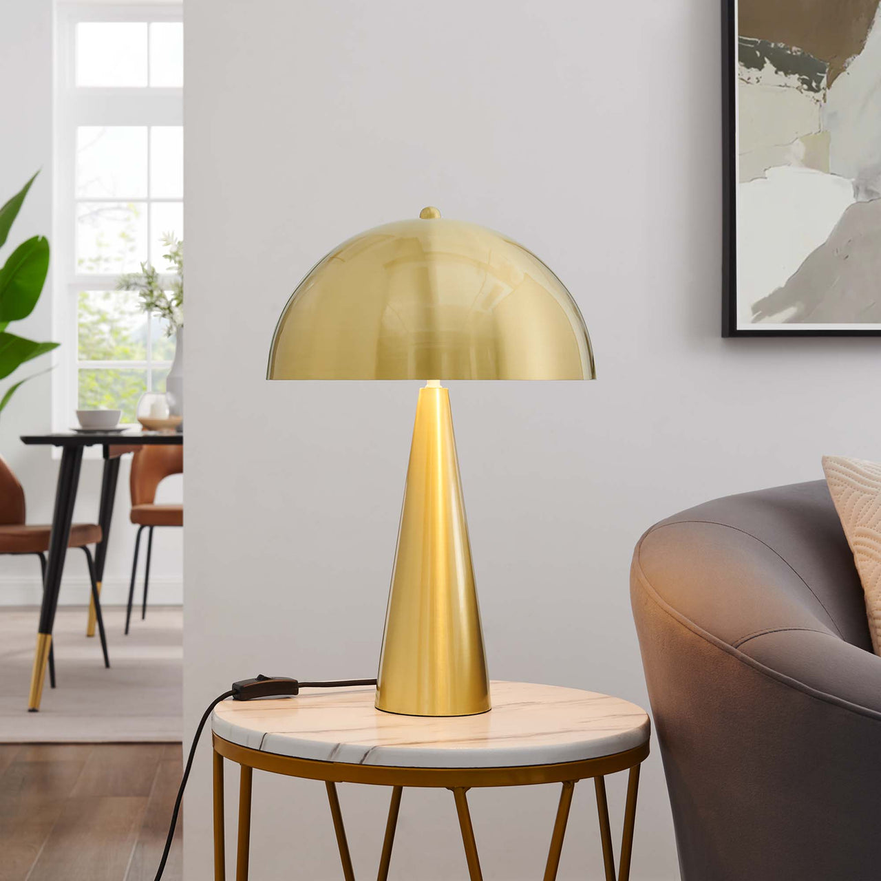 Agaric Table Lamp, Satin Brass