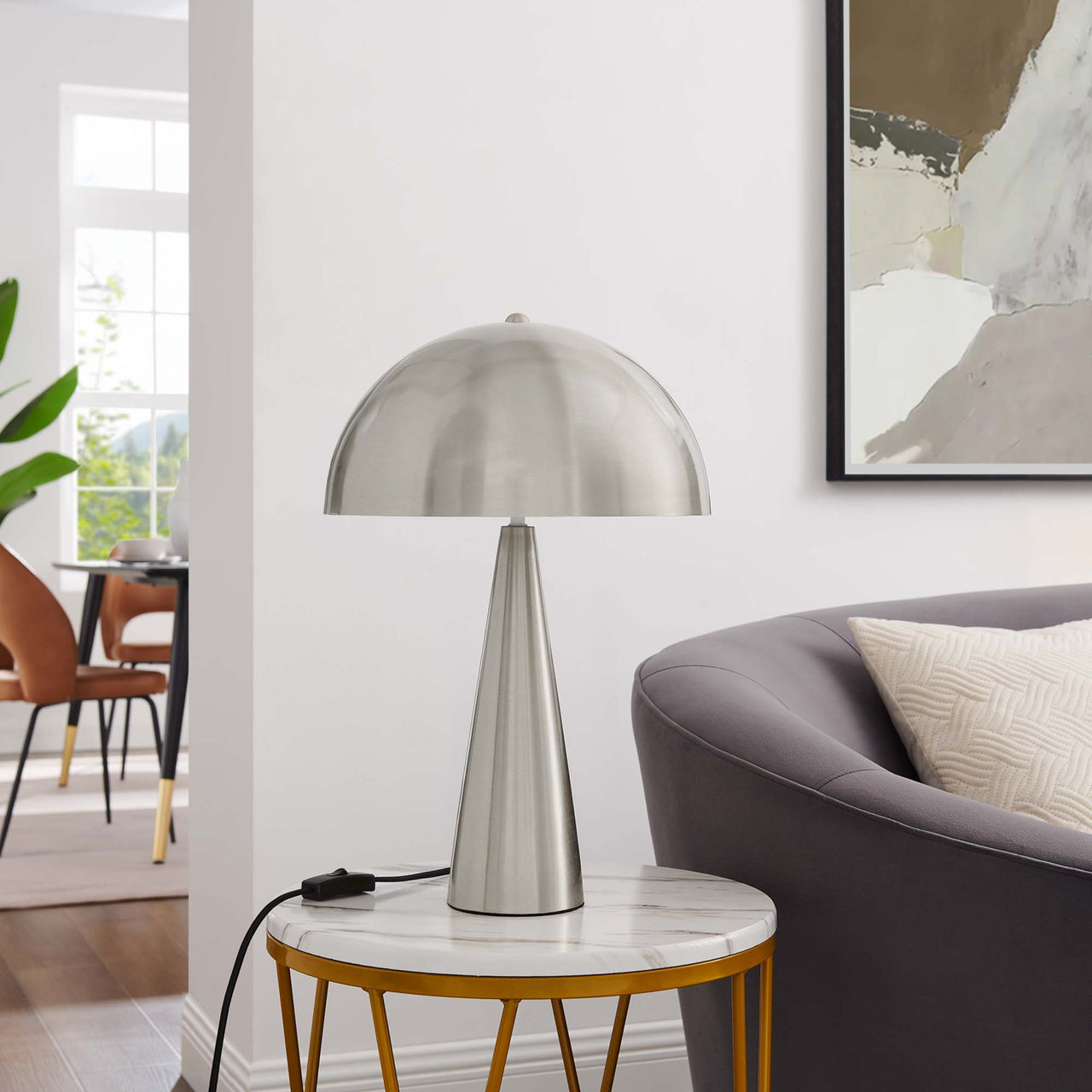 Agaric Table Lamp, Satin Nickel