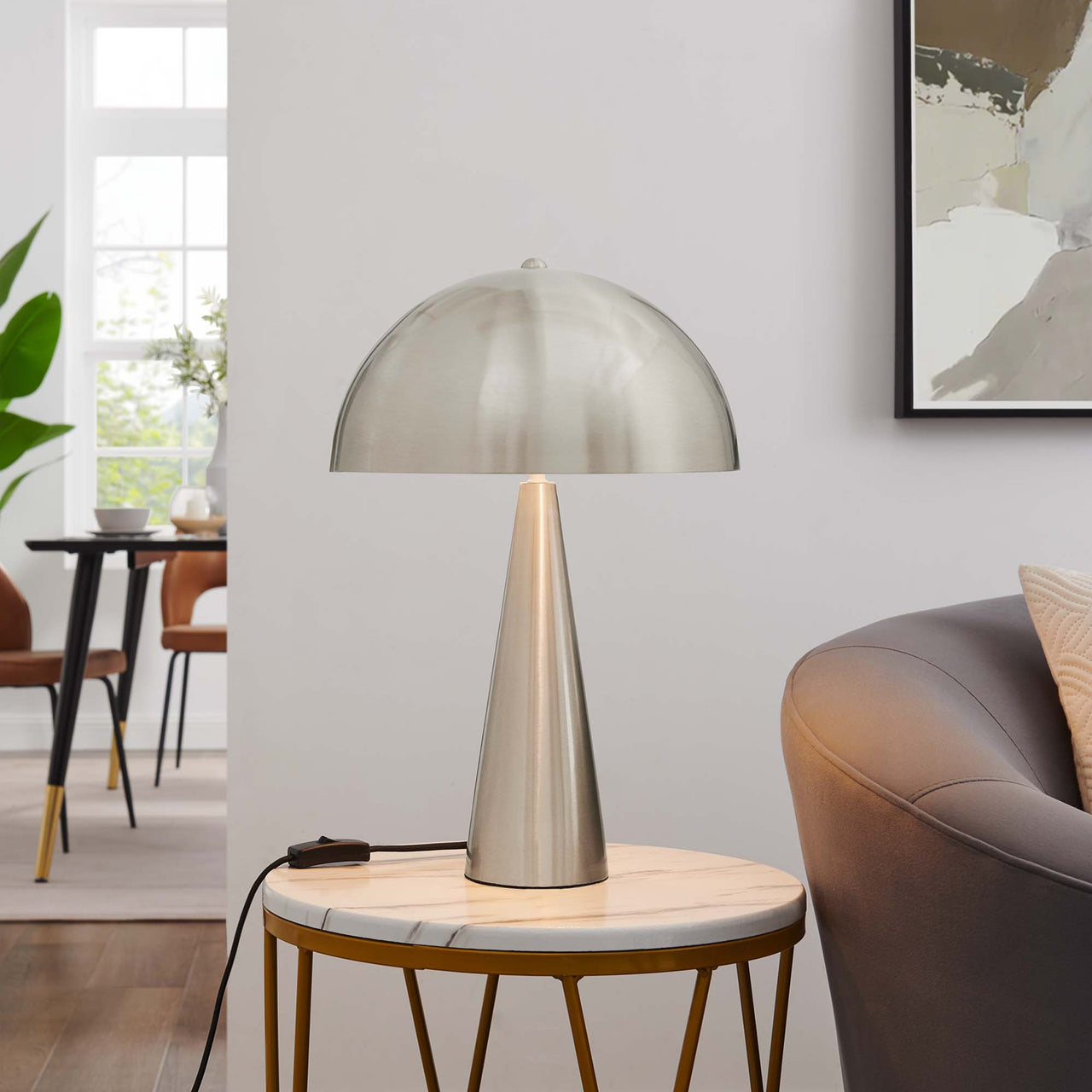 Agaric Table Lamp, Satin Nickel