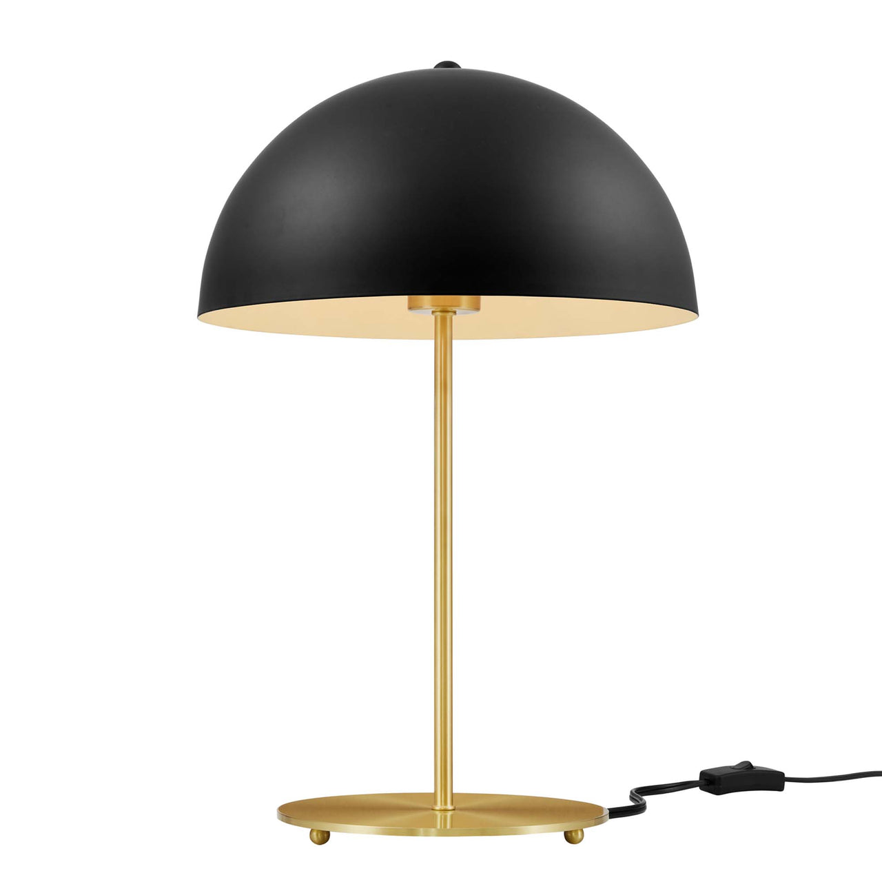 Mushroom Table Lamp, Black & Satin Brass