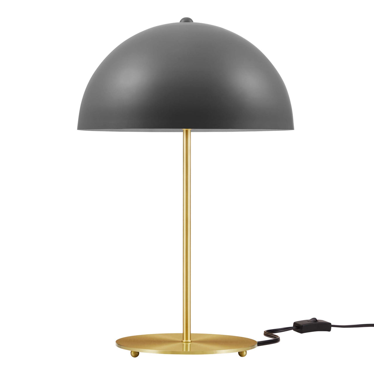 Mushroom Table Lamp, Gray & Satin Brass