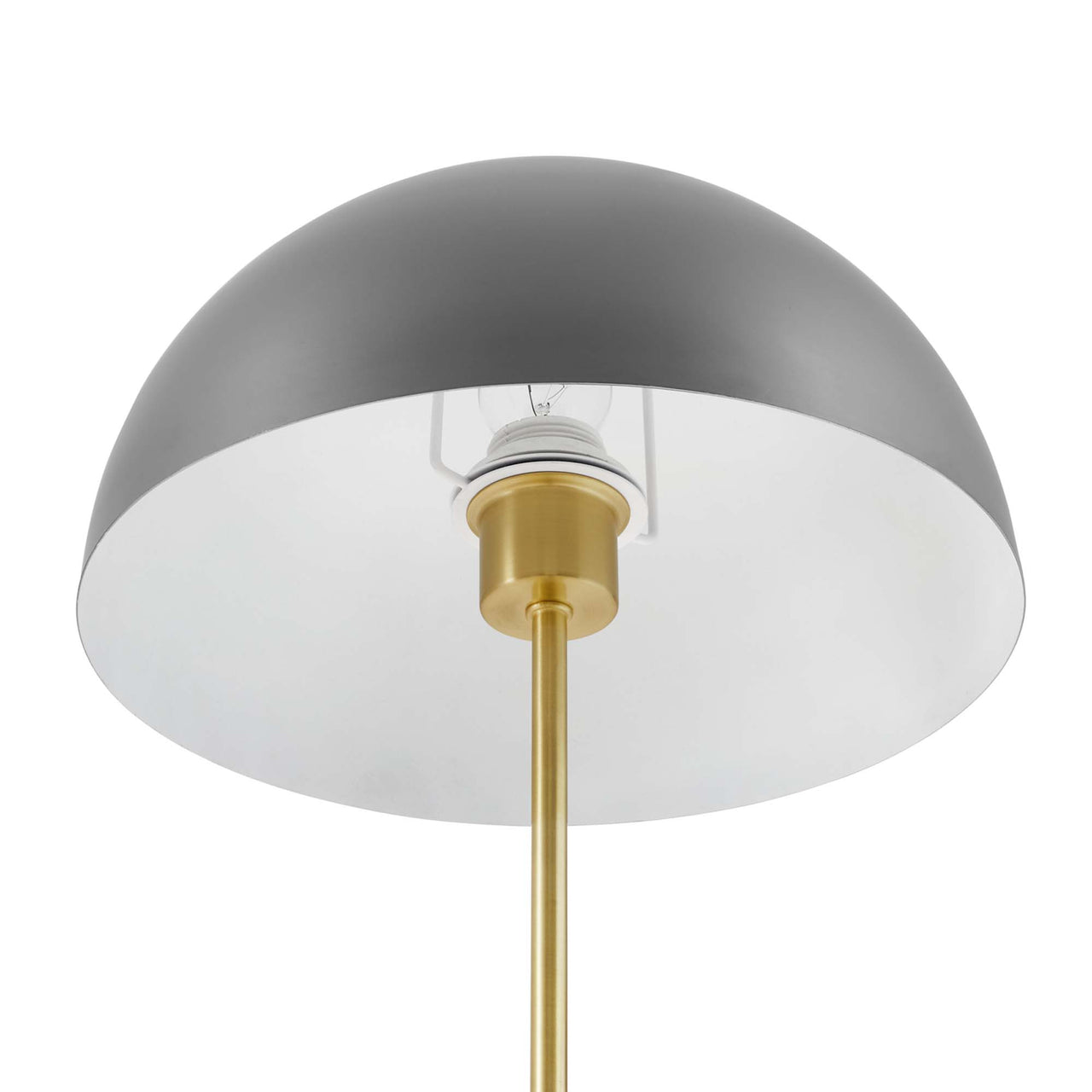 Mushroom Table Lamp, Gray & Satin Brass