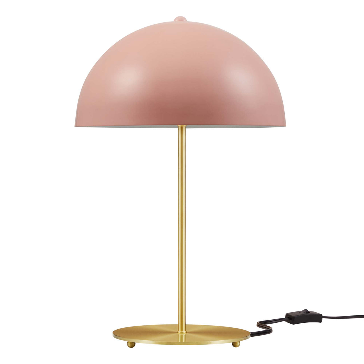 Mushroom Table Lamp, Pink & Satin Brass