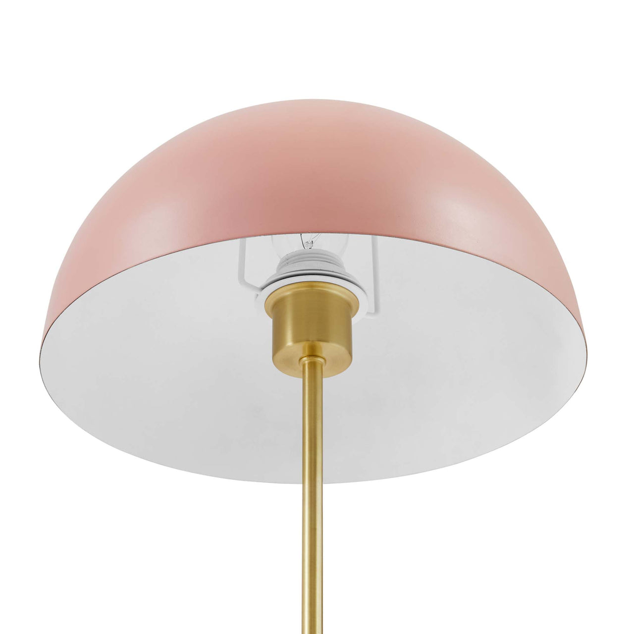 Mushroom Table Lamp, Pink & Satin Brass