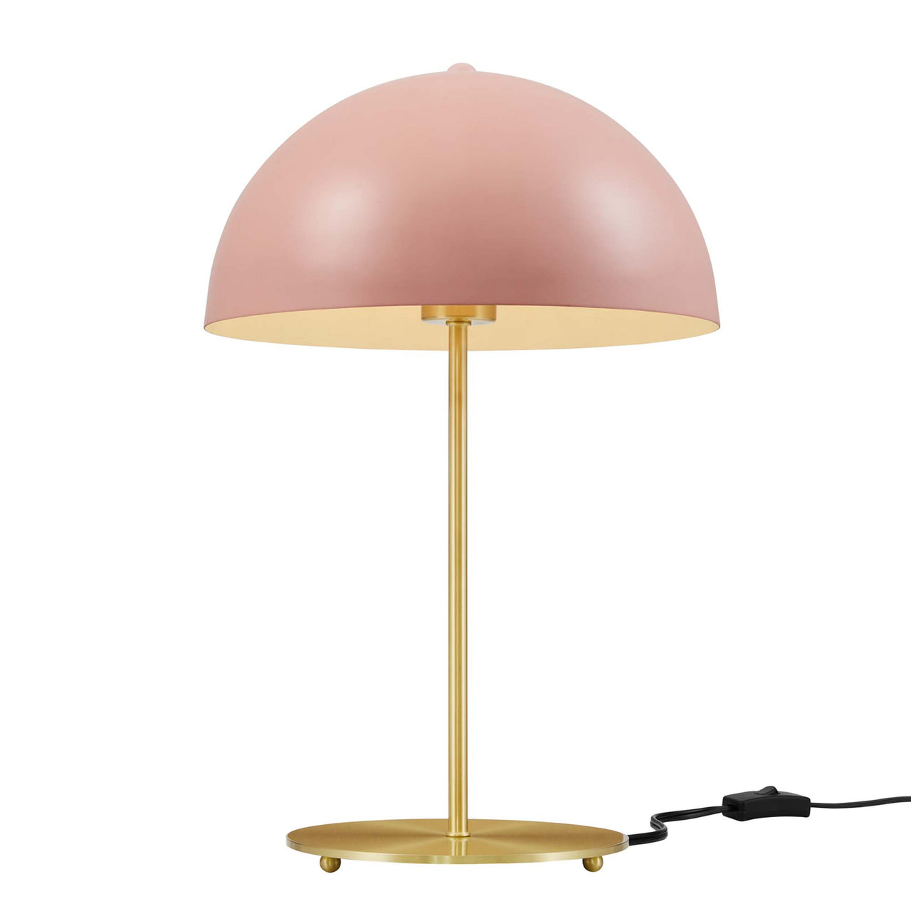 Mushroom Table Lamp, Pink & Satin Brass