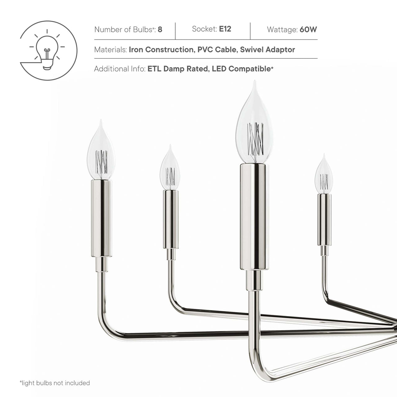 Ignite Chandelier, Large, Polished Nickel