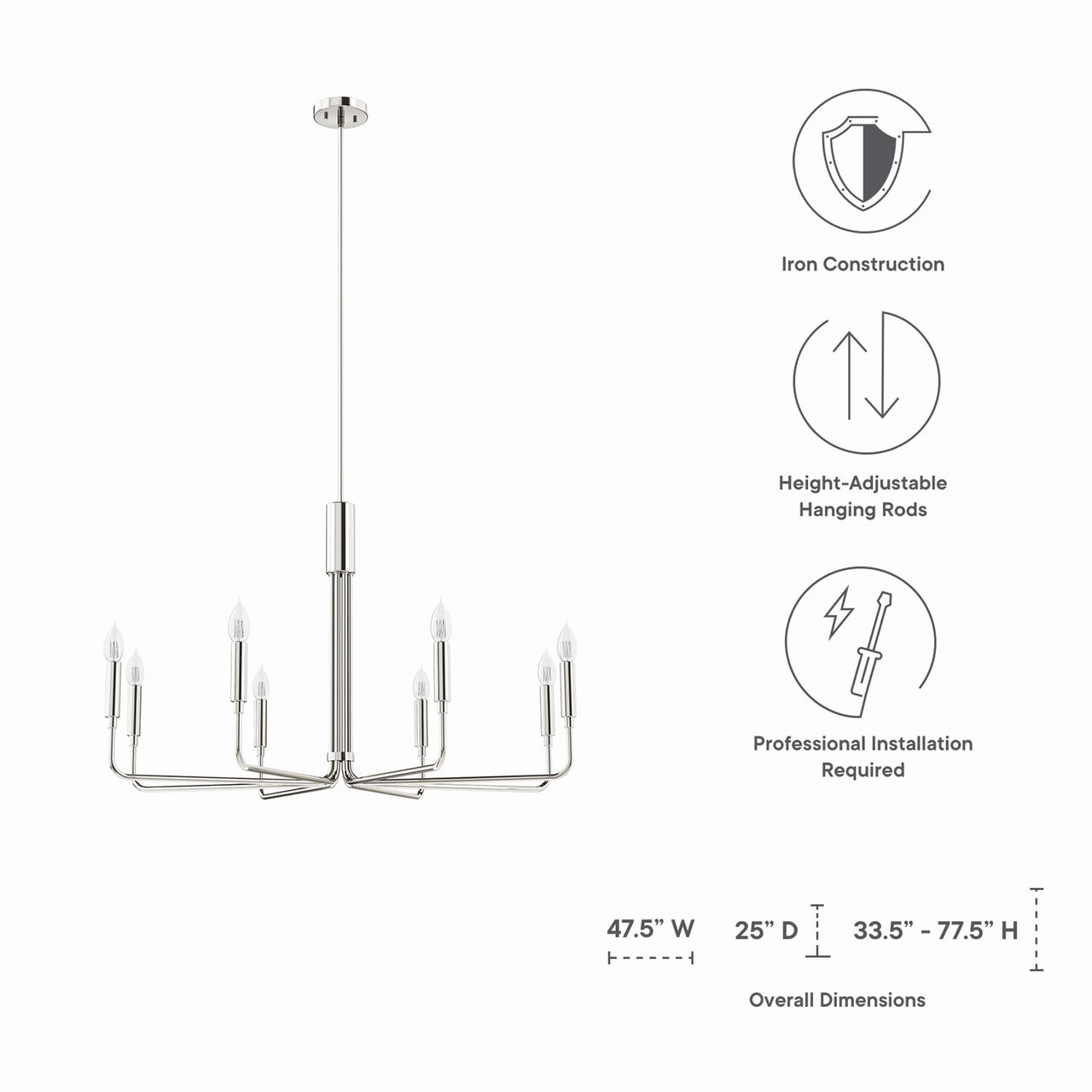 Ignite Chandelier, Large, Polished Nickel