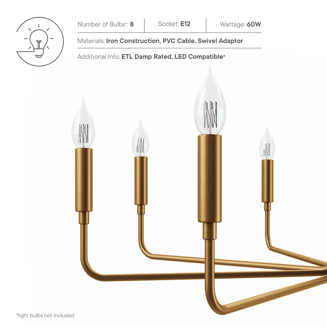 Ignite Chandelier, Large, Satin Brass