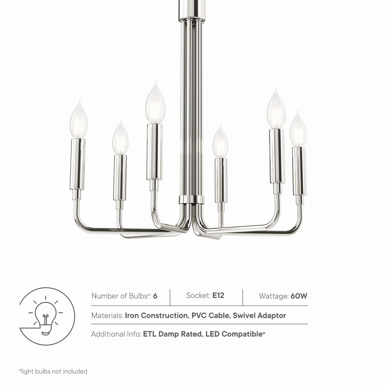 Ignite Chandelier, Small, Polished Nickel