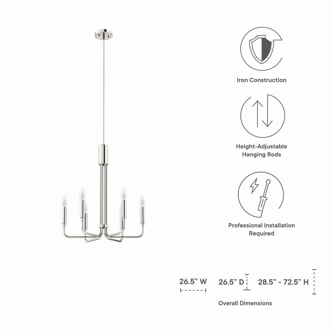 Ignite Chandelier, Small, Polished Nickel