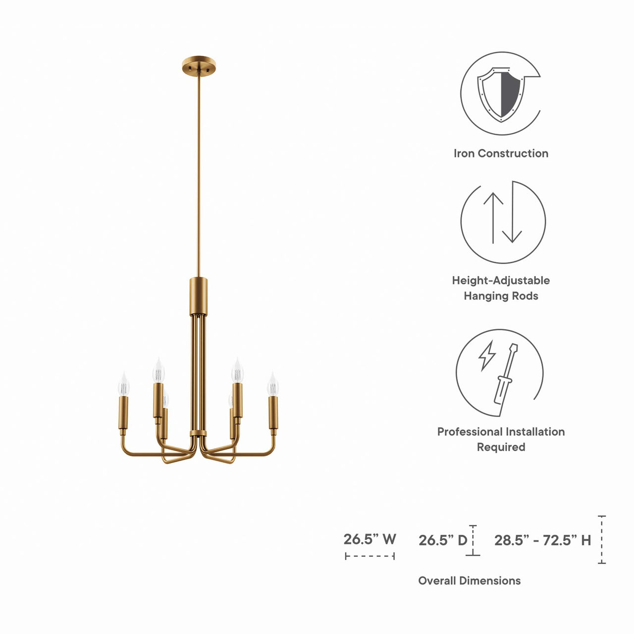 Ignite Chandelier, Small, Satin Brass