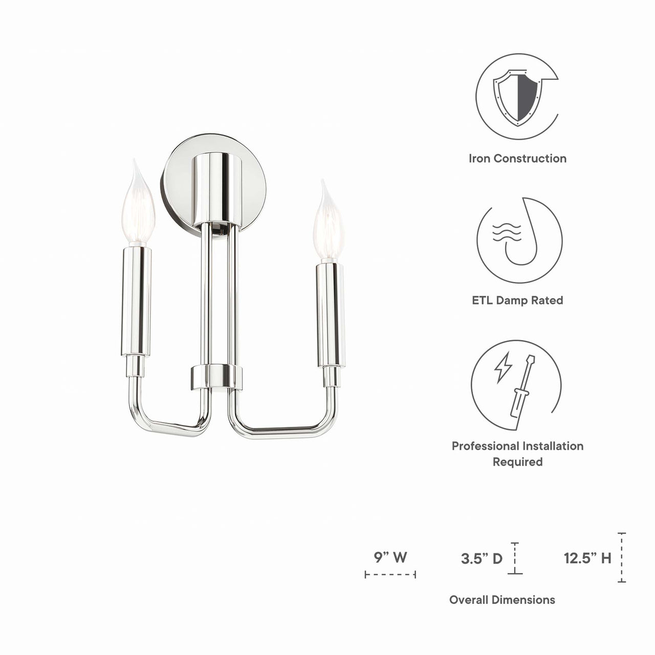 Ignite Wall Sconce, Polished Nickel