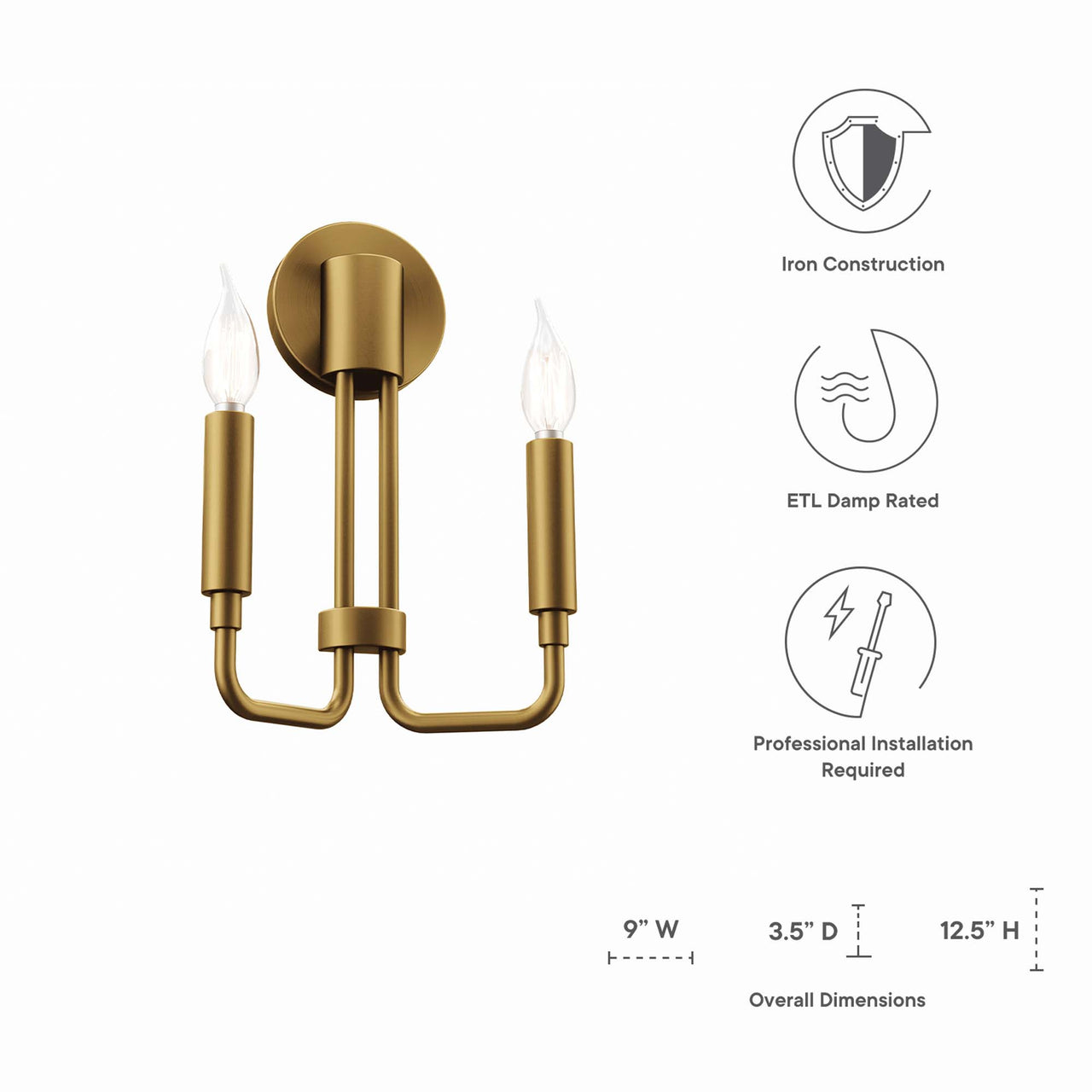 Ignite Wall Sconce, Satin Brass