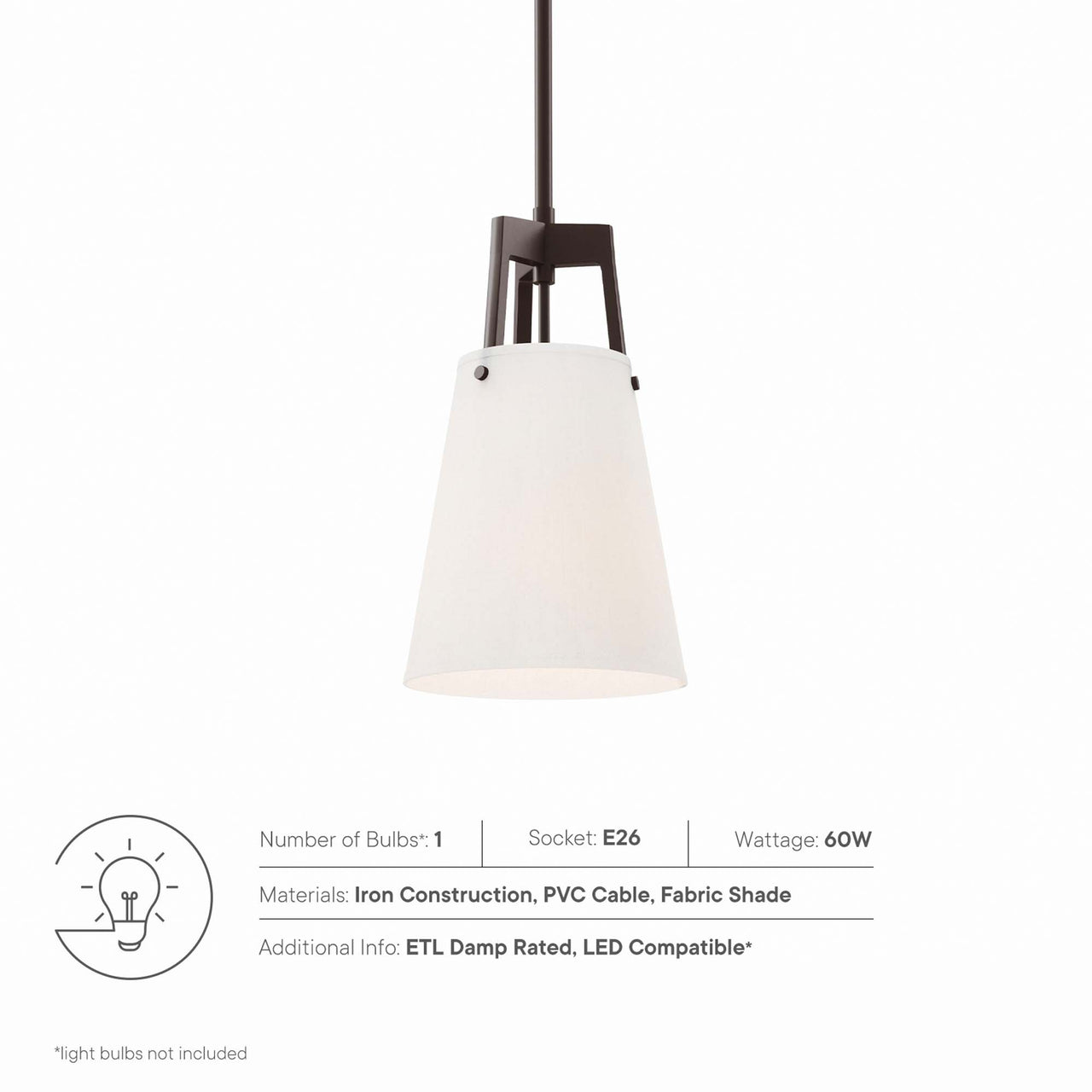 Luxvian Pendant Light, White & Bronze
