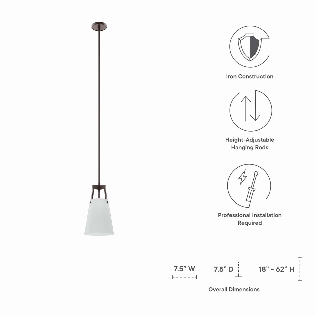 Luxvian Pendant Light, White & Bronze