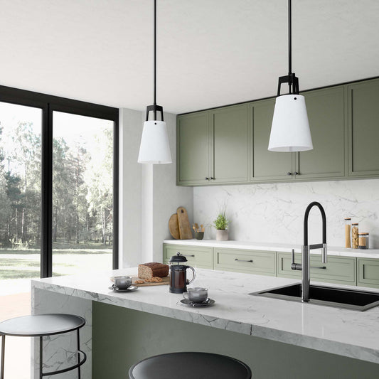 Luxvian Pendant Light, White & Bronze