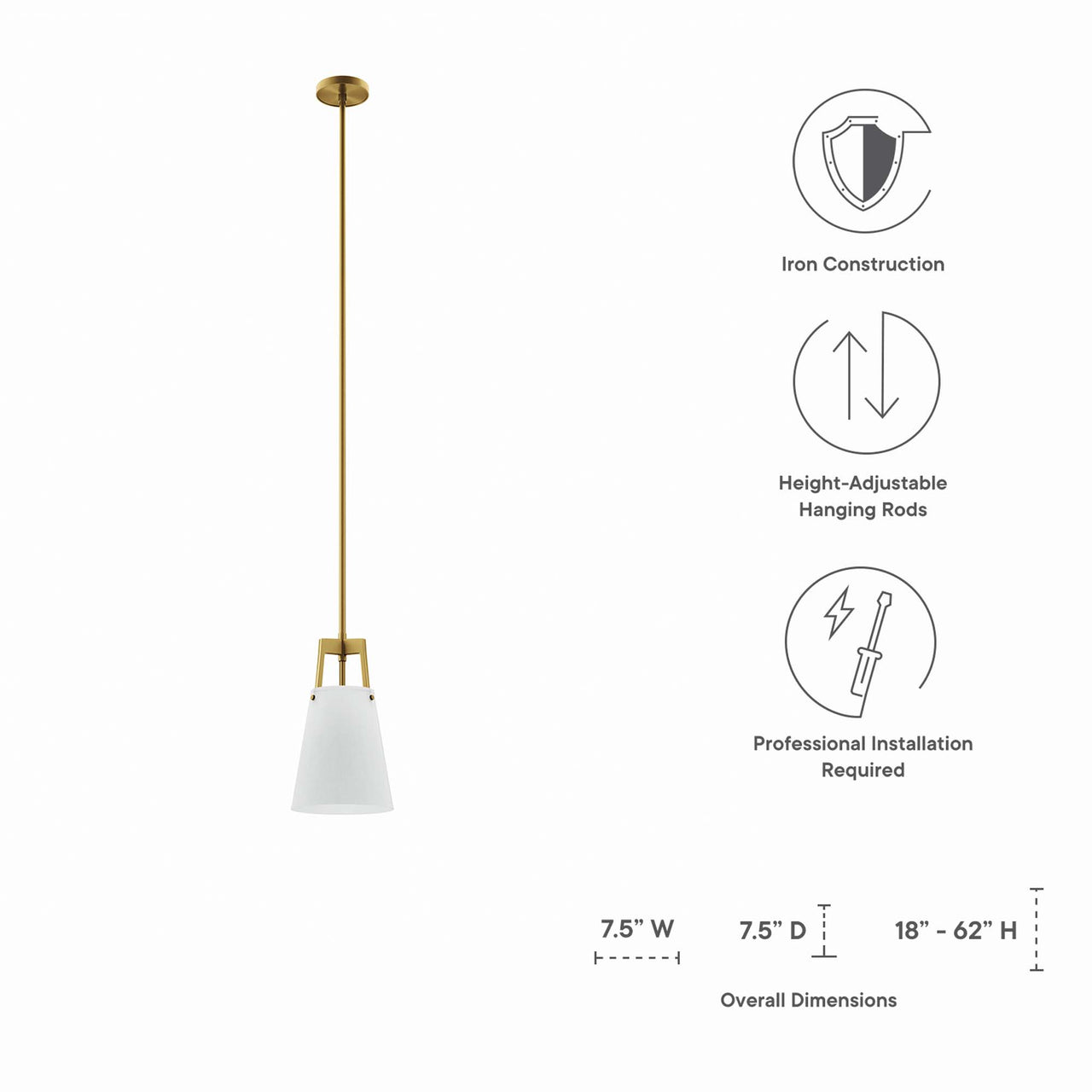 Luxvian Pendant Light, White & Satin Brass