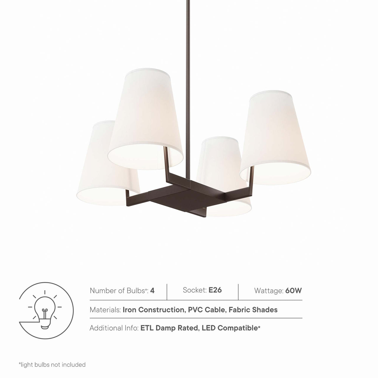Solvira Pendant Light, White & Bronze