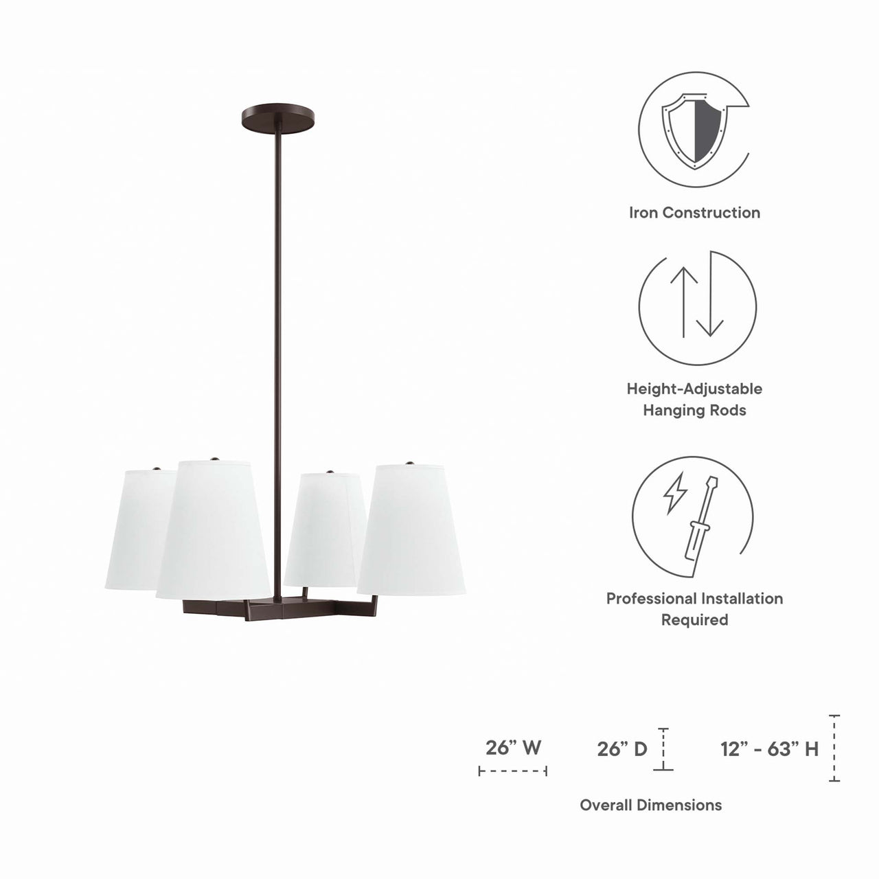 Solvira Pendant Light, White & Bronze