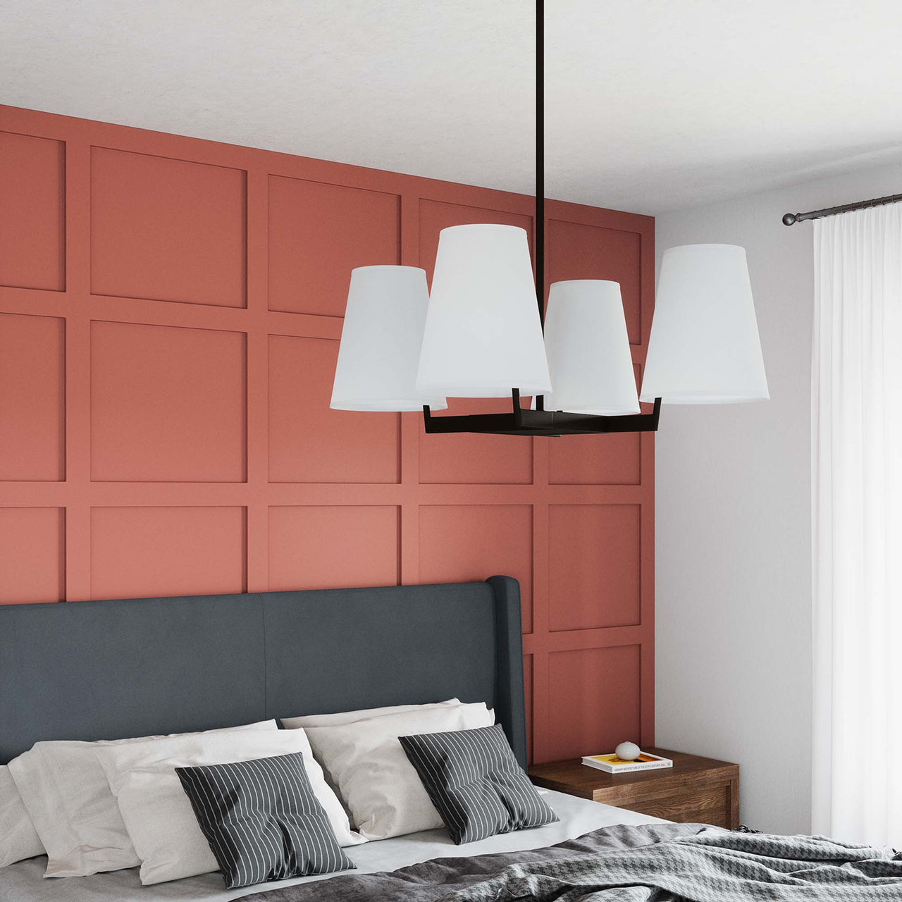 Solvira Pendant Light, White & Bronze
